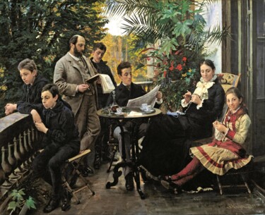 Malarstwo zatytułowany „Portrait de la fami…” autorstwa Peder Severin Krøyer, Oryginalna praca, Olej