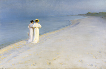 Malarstwo zatytułowany „Soirée d'été sur la…” autorstwa Peder Severin Krøyer, Oryginalna praca, Olej