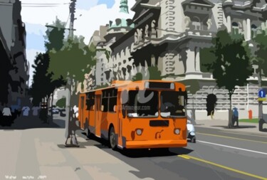 Painting titled "Beograd Trolebus" by Pedja, Original Artwork, Acrylic