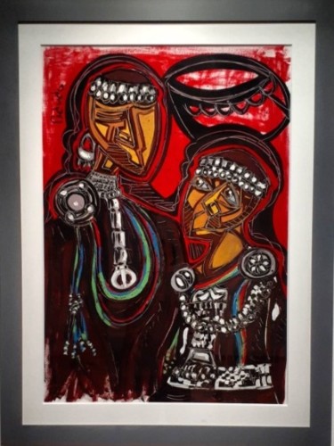 Картина под названием "Las machis" - Jorge Alejandro Pedrido, Подлинное произведение искусства, Акрил Установлен на Стекло