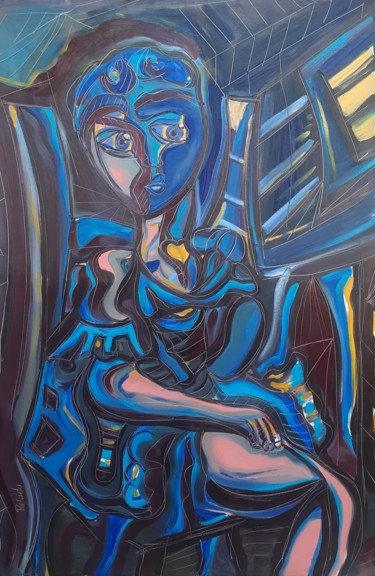 Painting titled "Azul" by Jorge Alejandro Pedrido, Original Artwork, Oil