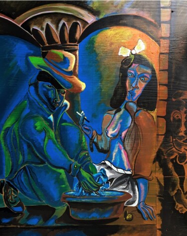 Pittura intitolato ""La Entrega"" da Jorge Alejandro Pedrido, Opera d'arte originale, Acrilico Montato su Pannello di legno