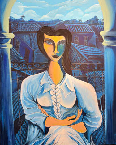 Painting titled "Balcones de Mi Pueb…" by Jorge Alejandro Pedrido, Original Artwork, Acrylic