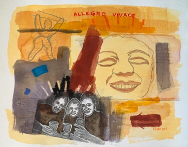 Pittura intitolato ""Allegro"" da Pedro Augusto Simões Pires, Opera d'arte originale, Acquarello