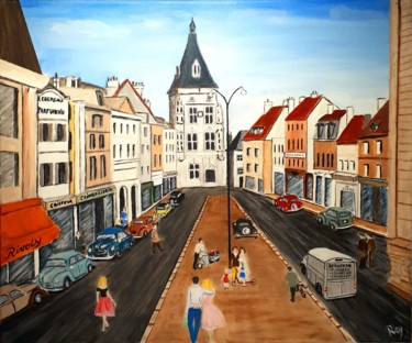 Painting titled "DREUX la grande rue…" by Pedro Bujeque (Rey), Original Artwork, Acrylic