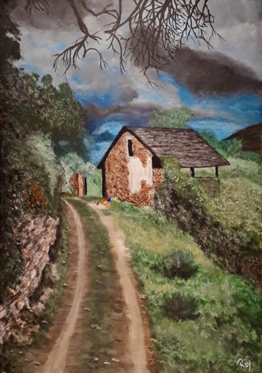 Painting titled "Le Chemin avant l'o…" by Pedro Bujeque (Rey), Original Artwork, Acrylic