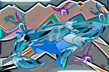 Digital Arts titled "BEAUTIFUL BLUE FISH" by Casas  D`Liz, Original Artwork, Digital Painting