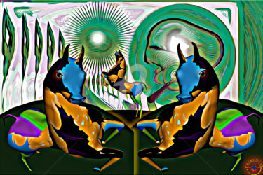 Artes digitais intitulada "" GUARDIAN HORSES "" por Casas  D`Liz, Obras de arte originais, Modelagem 3D