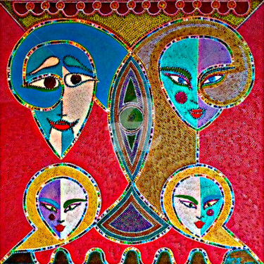 Painting titled "REAL FAMILY" by Casas  D`Liz, Original Artwork, Acrylic