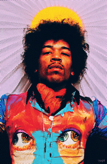 Digital Arts titled "Jimi Hendrix" by Pedro Sá, Original Artwork, Digital Collage