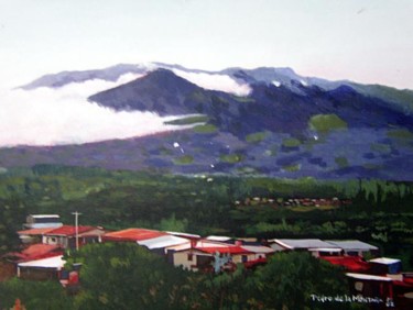 Painting titled "Casas & Mountains" by Pedro De La Montaña, Original Artwork