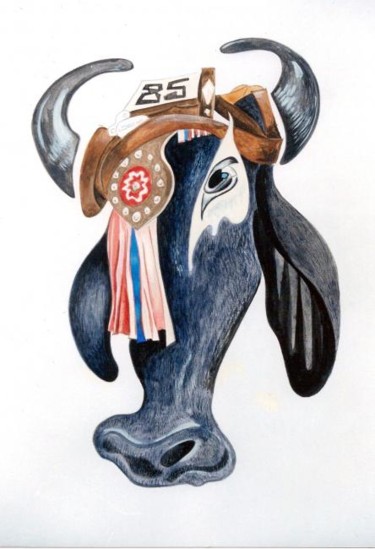 Painting titled "Ox" by Pedro De La Montaña, Original Artwork