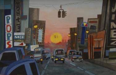 Painting titled "Street Scene 003" by Pedro De La Montaña, Original Artwork