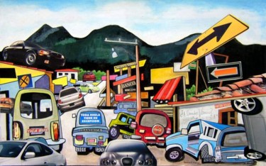 Painting titled "Street Scene 004" by Pedro De La Montaña, Original Artwork