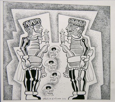 Painting titled "Meeting of the Maya…" by Pedro De La Montaña, Original Artwork