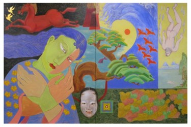 Peinture intitulée "MÈRE DE FUKUSHIMA" par Pedro De Leon, Œuvre d'art originale