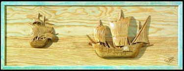 Escultura titulada "Barcos en cala" por Pedro Alberto Galindo Chagín, Obra de arte original