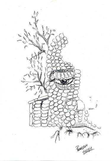 Disegno intitolato "Muralhas.jpg" da Pedro Ildo, Opera d'arte originale, Pennarello