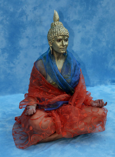 Peinture intitulée "Deusa Buddha.jpg" par Pedro Ildo, Œuvre d'art originale, Encre