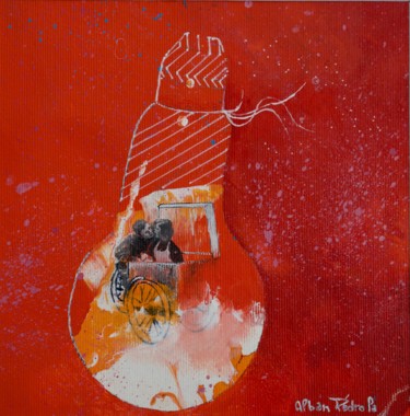 Peinture intitulée "L'Étreinte Amoureus…" par Pedrola Alban, Œuvre d'art originale, Acrylique Monté sur Carton