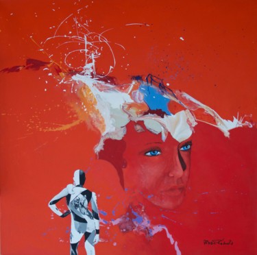 Painting titled "Dédoublement émotio…" by Pedrola Alban, Original Artwork, Acrylic Mounted on Wood Stretcher frame