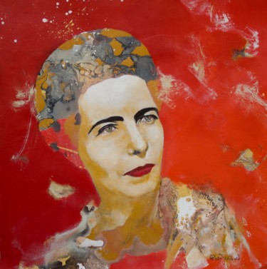 Pintura titulada "Simone de Beauvoir,…" por Pedrola Alban, Obra de arte original, Acrílico Montado en Cartulina