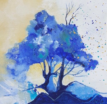 Painting titled "Les arbres bleus de…" by Pedrola Alban, Original Artwork, Acrylic
