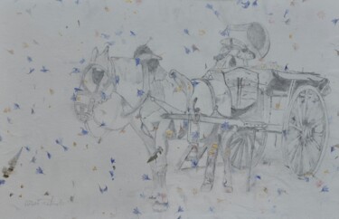 Dessin intitulée "Vendanges  dans l'A…" par Pedrola Alban, Œuvre d'art originale, Crayon Monté sur Autre panneau rigide