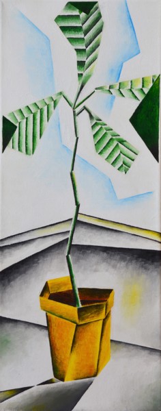 Malerei mit dem Titel "Avocado" von Pedro Noir, Original-Kunstwerk, Öl Auf Keilrahmen aus Holz montiert