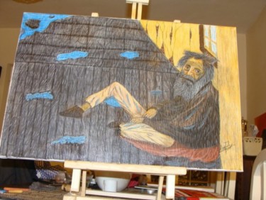 Pintura intitulada "mendigo" por Pedro Ribeiro, Obras de arte originais