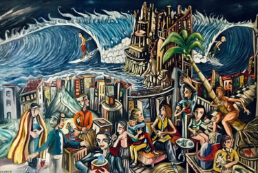 Painting titled "sonho de bali" by Pedro Tchen, Original Artwork, Oil