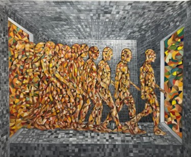 Pintura intitulada "walking man" por Pedro Tchen, Obras de arte originais, Óleo