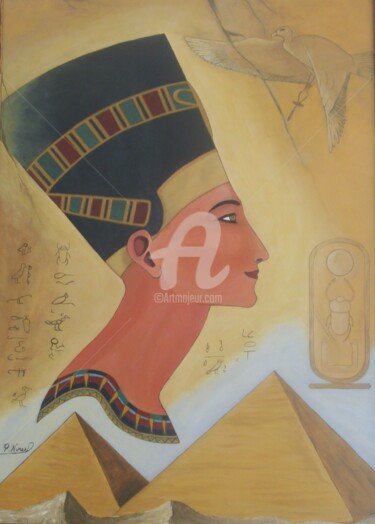 Malerei mit dem Titel "Nefertiti" von Pedro Nuñez Castaño, Original-Kunstwerk, Acryl