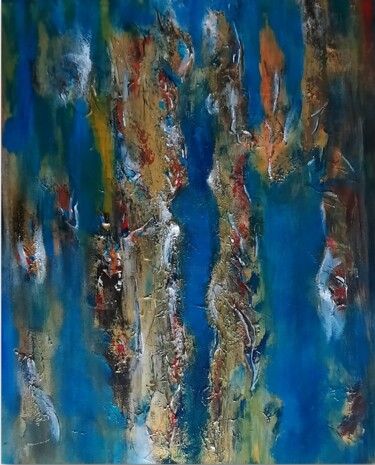 Painting titled "OCEAN - 50 x 61 cm…" by Peggy Drouault, Original Artwork, Acrylic Mounted on Wood Stretcher frame