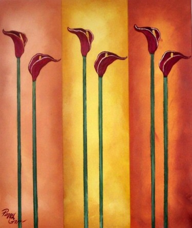 Painting titled ""6 Lily's"" by Peggy Garr, Original Artwork