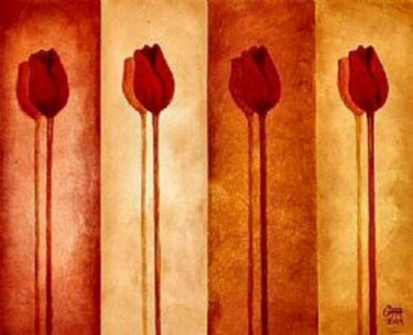 Ζωγραφική με τίτλο ""Tulip Shadows"" από Peggy Garr, Αυθεντικά έργα τέχνης