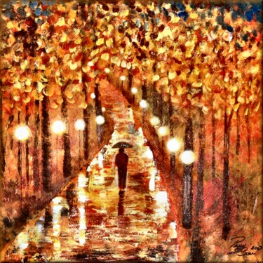 Painting titled "a-walk-in-the-rain.…" by Peggy Garr, Original Artwork