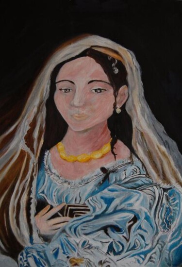 Malerei mit dem Titel "Donna Maria" von Peggy Hamfler, Original-Kunstwerk, Öl