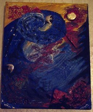 Malerei mit dem Titel "Flutkatastrophe Tsu…" von Peggy Hamfler, Original-Kunstwerk, Andere