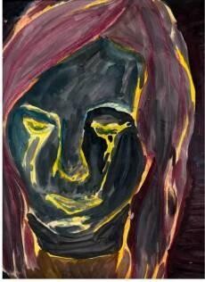 Malerei mit dem Titel "Selfportrait 2004,…" von Peggy Hamfler, Original-Kunstwerk