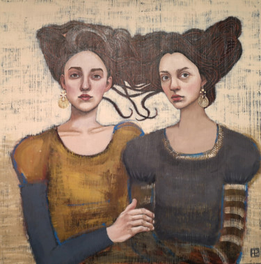 Painting titled "Sisters" by Peggy Lurton, Original Artwork, Oil