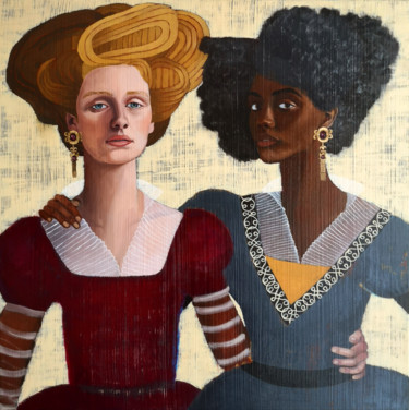 Peinture intitulée "Sœurs" par Peggy Lurton, Œuvre d'art originale, Acrylique Monté sur Châssis en bois