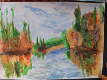 Painting titled "reflexions" by Pegorier Claire, Original Artwork, Acrylic