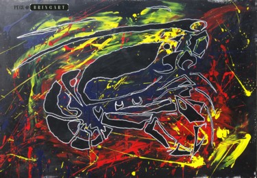 Pittura intitolato "Black Lobster" da Pegu, Opera d'arte originale