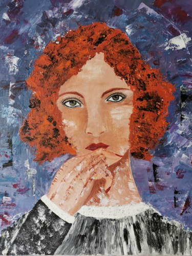 Painting titled "Réflexion" by Michèle Cerbello (Peintre), Original Artwork, Acrylic Mounted on Wood Stretcher frame