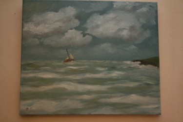 Pintura intitulada "Coup de vent en mer" por Didier Cusson, Obras de arte originais