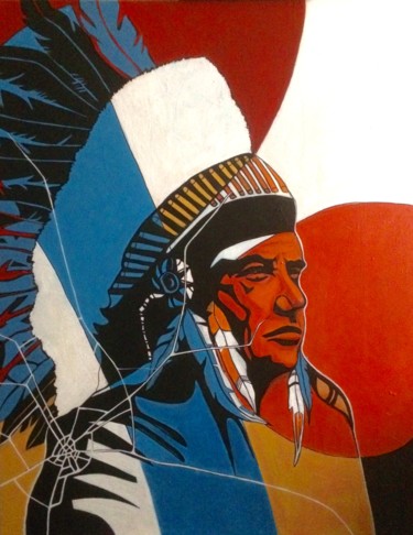 Peinture intitulée "Native american 1" par Margo, Œuvre d'art originale, Acrylique