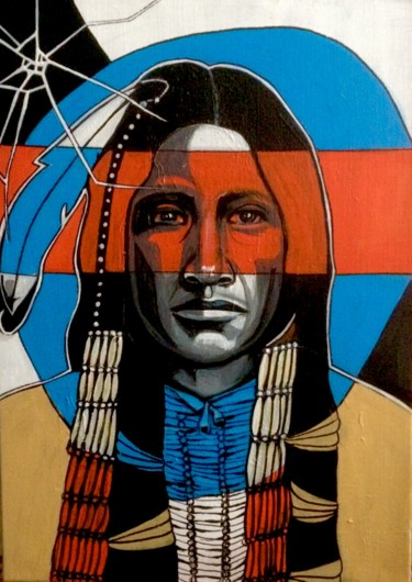 Peinture intitulée "Native american 2" par Margo, Œuvre d'art originale, Acrylique