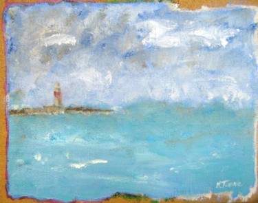 Painting titled "LE PHARE AU LOIN" by Muryel Tomme, Original Artwork, Acrylic