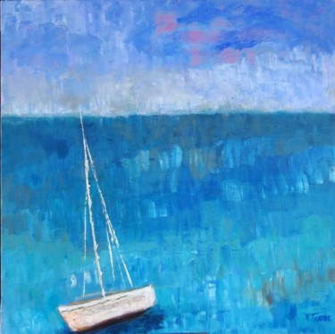 Painting titled "MARINE; LE BATEAU" by Muryel Tomme, Original Artwork, Oil